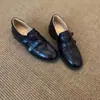 Mocasines retro para mujer de piel genuina con doble tira de velcro, nuevo estilo 2026, tacón grueso, adecuados para ir al trabajo