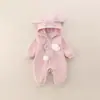 Roupa de Outono para Bebês Meninas, Jaqueta Rosa de Coelho, Macacão para Bebês Meninas, Roupa Cartoon para Uso Externo Primavera e Outono