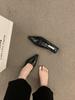 Paso de Ensueño a Zapatillas de Media Punta Retro Baotou para Mujer Ropa Exterior Perezosa de Un Pedal Zapatos Mueller Puntiagudos Tacón Grueso Medio Zapato Mujer