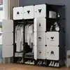 Guarda-roupa Estrutura de Aço Plástico Armazenamento Tecido Guarda-roupa Simples Econômico Armário de Armazenamento Simples Solteiro Aluguel Dormitório