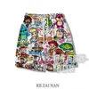 Lindos pantalones cortos de verano para hombre, estilo Ruby kawaii, modernos, holgados, tipo pijama, pantalones casuales, para pareja, playa, celebridad de internet, pantalones de playa