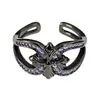 Mariposa Iris Espina Amor Personalidad Oscura Circonita Anillo Abierto Diamante Morado Apilamiento Nicho Punk Anillo para Mujeres