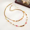 Collar de cuentas de resina estilo bohemio con acentos tipo cristal, de doble capa para usar en capas, diseño de nicho