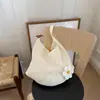 Bolso Tejido Nuevo de Gran Capacidad para Vacaciones en la Playa de Verano, Bolso de Playa de Punto Floral, Bolso Tote de Hombro Único de Moda para el Trabajo