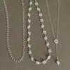 Colar de Flor Tecida com Pérolas Inspirado em Design para Mulheres, Único e Moderno, Gargantilha e Corrente para Clavícula Versátil