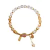 Atacado Cristal Natural Torre de Cristal Amarela Cristal Branco Fruto da Abóbora Pulseira da Fortuna Novo Estilo Chinês Tendência Nacional Criativo Cultural Pulseira Feminina