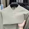 Nueva Camiseta de Manga Larga para Hombre Primavera/Otoño, Color Sólido, Casual de Negocios, Para Hombres de Mediana Edad, Versátil, Moda, Prenda Base