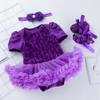 Transfronterizo Recién Nacido 0-2 Años Bebé Niña Verano Manga Corta Vestido de Flor Rosa Compuesta y Zapatos Conjunto de Tres Piezas