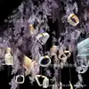Accesorios de boda decoración de escenario salón de bodas lámpara de araña redonda de acrílico con encaje de 10 brazos lámpara decorativa lámpara de diseño romántico