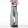 Jeans de mezclilla salpicados estilo retro americano de alta calle, nuevo diseño primavera/otoño, pantalones largos rectos de cintura alta de nicho