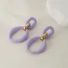Pendientes Ovalados Huecos de Acrílico de Colores Dulces con Cierre a Presión Pintados en Spray Moda Retro Versátil Joyería Geométrica para Orejas