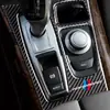 Adesivos de painel de câmbio de fibra de carbono para BMW X5X6 antigo modificado E70E71 decoração interior adesivos do painel de controle central