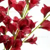 Gladiolo pequeño de un solo tallo flor artificial, orquídea falsa, arreglo floral para sala de estar en casa, flor de mesa, flor para decoración de bodas, flor artificial nórdica