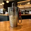 Termo Taza con Popote de Titanio Puro, Taza de Café de Aspecto Elegante, Taza Portátil de Titanio con Popote para Oficina y Exteriores, Taza de Agua, Regalo Personalizado Taza de Titanio