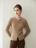 Suéter Rayado Clásico 100% Cachemira para Mujer, Nuevo Cardigan de Punto Ajustado con Cuello Redondo para Otoño e Invierno, Prenda Superior de Manga Larga con Cremallera