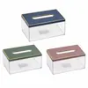 Caixa de lenços transparente para uso doméstico, sala de estar, mesa de centro, caixa de lenços de mesa, caixa de armazenamento de guardanapos de plástico
