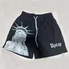 Bermuda Casual 3/4 para Homem, Estilo Fino de Verão, Marca Americana da Moda, Bermuda Casual Solta para Corrida no Joelho para Homem, Verão