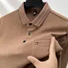 Camiseta Casual de Manga Larga para Hombre con Bolsillo Real Primavera y Otoño Manga Larga Paul Top de Padre con Buena Calidad Tendencia