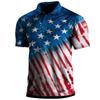 Camisa Polo de Manga Corta con Cuello de Solapa Estampado Digital 3D Nuevo Día de la Independencia Transfronteriza Amazon AliExpress Camisa Polo para Hombre