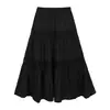 Saia A-Line Versátil de Cor Sólida Feiyuan, Estilo Doce, Cobre o Quadril, Emagrecedora para Mulheres, Nova Saia de Renda Patchwork Única para Primavera e Verão