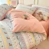Juego puro de algodón de cuatro piezas, funda nórdica 100% algodón, sábana bajera y sábana encimera, juego de ropa de cama, adecuado para dormitorios de estudiantes, juego de tres piezas