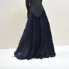 Saia Midi Plissada Estilo Chinês Menina da Floresta Textura de Linho de Algodão Bainha Larga Corte Evasê Feminina Plus Size Longa Cintura Alta Emagrecedora