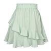 Verano 2025 Amazon Falda con Volantes para Mujer Cintura Alta Irregular Color Sólido Falda Corta Estilo Europeo y Americano Dobladillo Grande