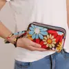 Bolsa de Celular Três Camadas Estampada da Moda, Carteira Longa, Clutch Horizontal, Porta-Moedas Portátil, Bolsa de Mão Que Cabe um Celular Grande