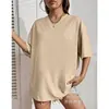 Camiseta 100% Algodão Manga Curta Gola Redonda Cor Sólida Lisa para Homens e Mulheres, Top Casual Estilo Casal, Especial para Exportação Transfronteiriça