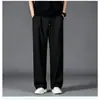 Pantalones Deportivos Exteriores Finos Tácto Frío para Hombre, Pantalones Casuales de Pierna Recta con Corte Holgado y Caída, Estilo Japonés y Coreano, Pantalones de Seda de Hielo de Secado Rápido
