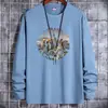 Camiseta de Manga Larga para Hombre 2023 Nueva Ropa de Hombre Primavera y Otoño Cuello Redondo Algodón Puro Camisa Básica para Estudiante Top de Otoño