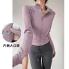 Chamarra de Yoga para Mujer Cardigan con Cremallera Moldeadora Adelgazante Manga Larga Agujeros para Pulgar Exterior Correr Ciclismo Levantamiento de Pesas Aeróbicos Versátil