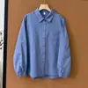 2026 algodón puro solapa color liso clásica básica bolsillo camisa primavera nueva moda versátil mujer simple camisa