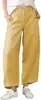 Calça cropped de perna larga elegante e afunilada de cor sólida com botões, nova para o verão, casual, solta, de cintura alta, transfronteiriça europeia e americana