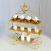 Soporte de exhibición de postres europeo soporte de exhibición coche de calabaza decoración de boda merienda soporte de pastel de doble capa Plato de decoración de pastelería nuevo