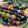 Cuentas de Piedra Multicolor Salpicada Redondas de 4/6/8/10 mm Accesorios para Joyería DIY Fabricación de Pulseras Productos Semi-Terminados Venta al por Mayor