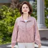 Chamarra de otoño con cierre para mujer para madres, nuevo estilo 2026, chamarra casual holgada para mediana edad y personas mayores, abrigo corto elegante