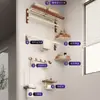 Madera de Nogal Gama Alta Baño Sin Taladro Toallero Colgador Integrado Set de Colgadores Estante de Baño Estante de Almacenamiento Portatoallas
