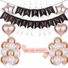 Banderines de tirar con letras 'RETIREMENT' de cola de milano en oro negro europeo y americano, decoración de diadema con globos, suministros para fiesta HAPPY RETIREMENT