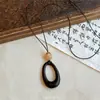 Colar Longo com Pingente de Anel Assimétrico Retrô para Mulheres Estilo Étnico Acessórios Gola Halter Corrente para Suéter de Nicho High-End