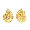 Pendientes Moda Europea y Americana Elegantes Nicho con Estilo Latón Chapado en Oro de 18K Retorcido Retro Concha de Caracol Pendientes Microincrustados