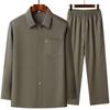 Camisa de Seda de Gelo para Homens de Meia-Idade e Idosos Manga Longa Verão Camisa Solta para Roupas de Verão do Pai para Avô e Idosos