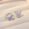 Pendientes de Aro de Mariposa de Cobre y Circonita de Moda Lujosa Ligera, Diseño Sencillo de Nicho, Pendientes de Aro Versátiles, Pinzas de Mariposa para Orejas de Mujer