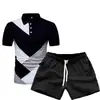 AliExpress Nuevo para Hombre Transfronterizo Nuevo Verano Nuevo para Hombre Talla Europea Costura Camiseta de Manga Corta Set