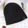 Gorro de lana para hombre, de otoño e invierno, de jacquard de color liso, con borde recto y cuello alto, gorro de algodón cálido para hombre, gorro de invierno.