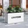 Conjunto de floreiras de ferro forjado para paisagismo de praças, pátios e shoppings, floreira de aço inoxidável, calha de flores municipal retangular para exterior atacado