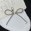Luxo High-end Camellia Crystal Beads Portátil Corrente Cordão de Pulso Clipe Celular Chaveiro Bolsa Pingente