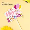 Topo de bolo arco-íris decoração de bolo feliz aniversário inserção papel cartoon colorido bandeira de papel para assar acessório de mesa de sobremesa