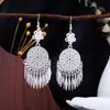 Pendientes Miao Étnicos de Borla Larga Estilo Nuevo, Pendientes Exagerados de Declaración de Moda Estilo Étnico de Plata Miao de Lujo Ligero