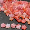 Pulsera de Ágata Escarlata Flor de Cinco Pétalos, Accesorios de Joyería Flor de Durazno Pixiu, Accesorios Colgantes para Teléfono Móvil, Cuerda Trenzada, Pulsera Versátil